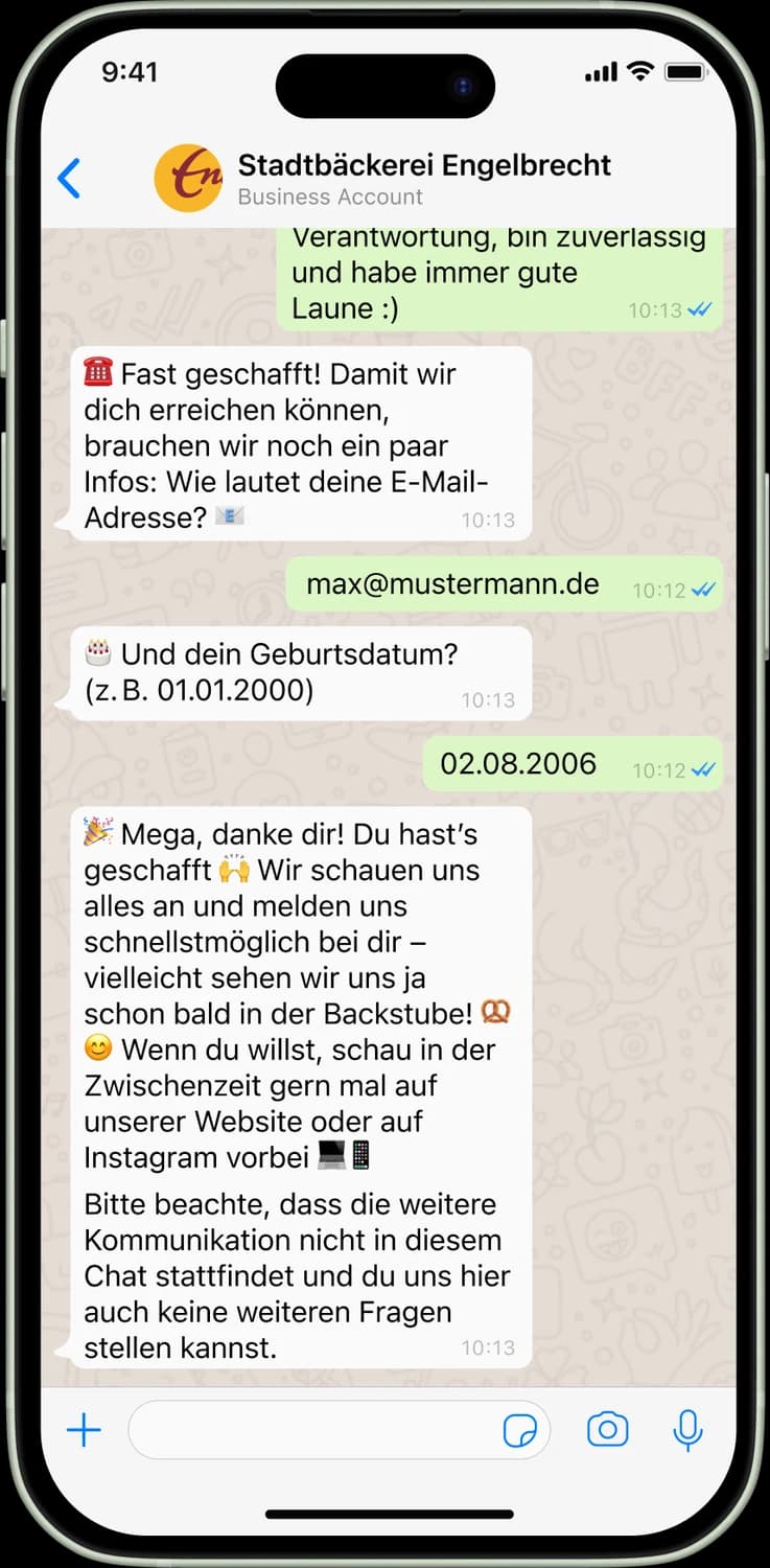 Bewerbungsdialog über WhatsApp