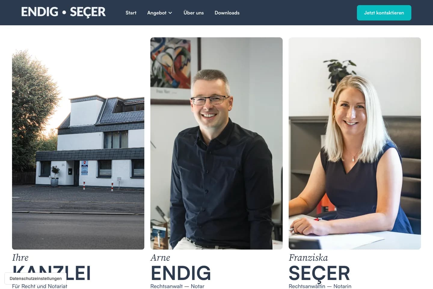 Website der Kanzlei Kuhn, Endig und Secer