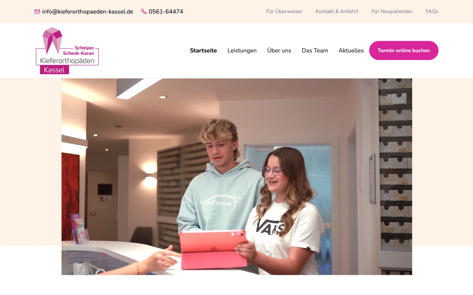 Website der kieferorthopädischen Praxisgemeinschaft Schelper und Schenk-Kazan in Kassel