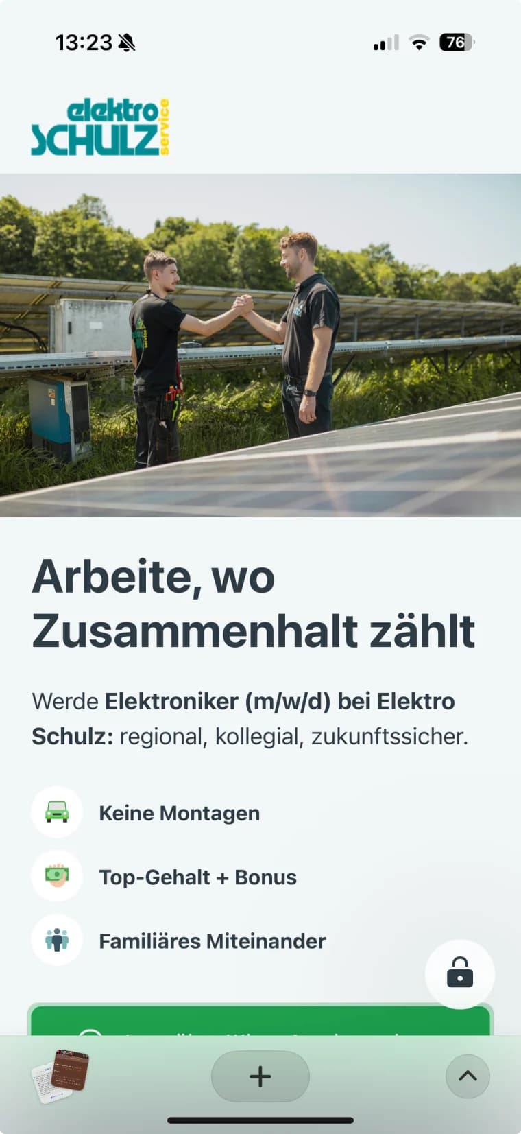 Mobile Recruiting-Landingpage für Elektro Schulz